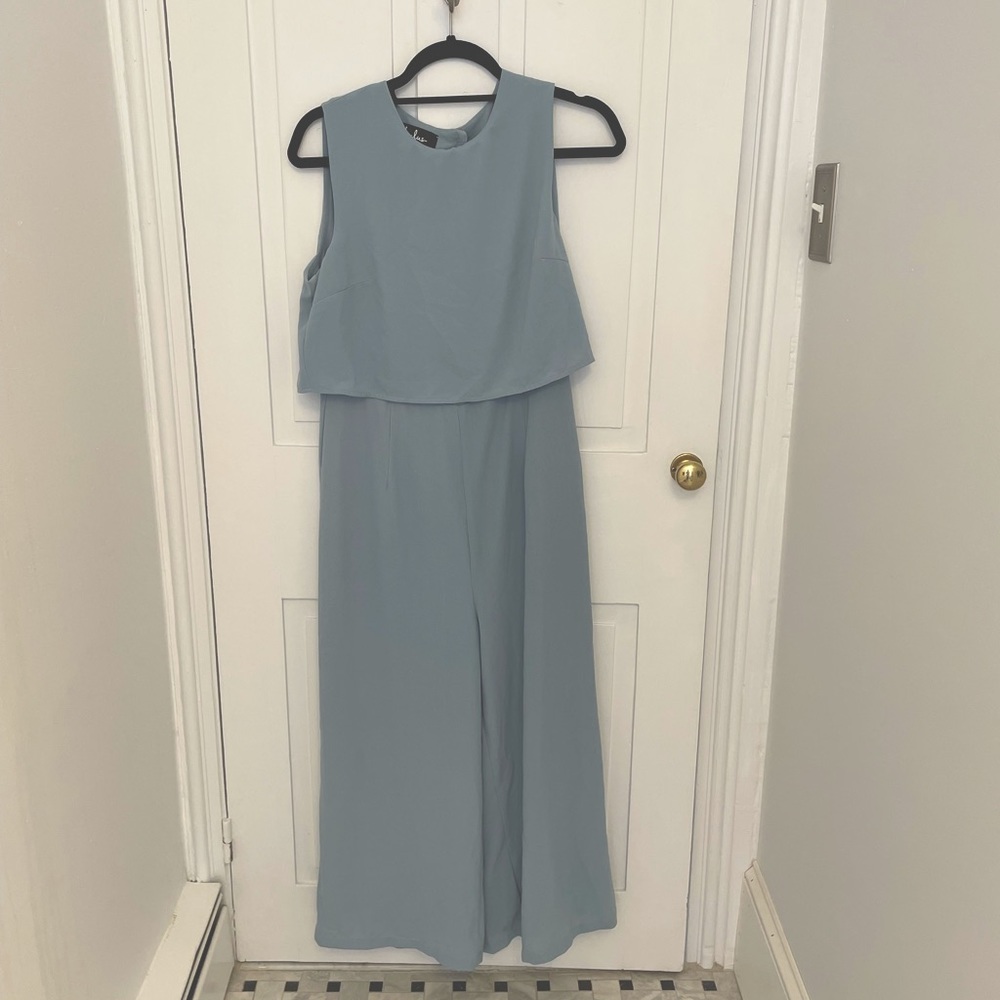 Lulu’s Glam-bition Blue Backless Midi Jumpsuit